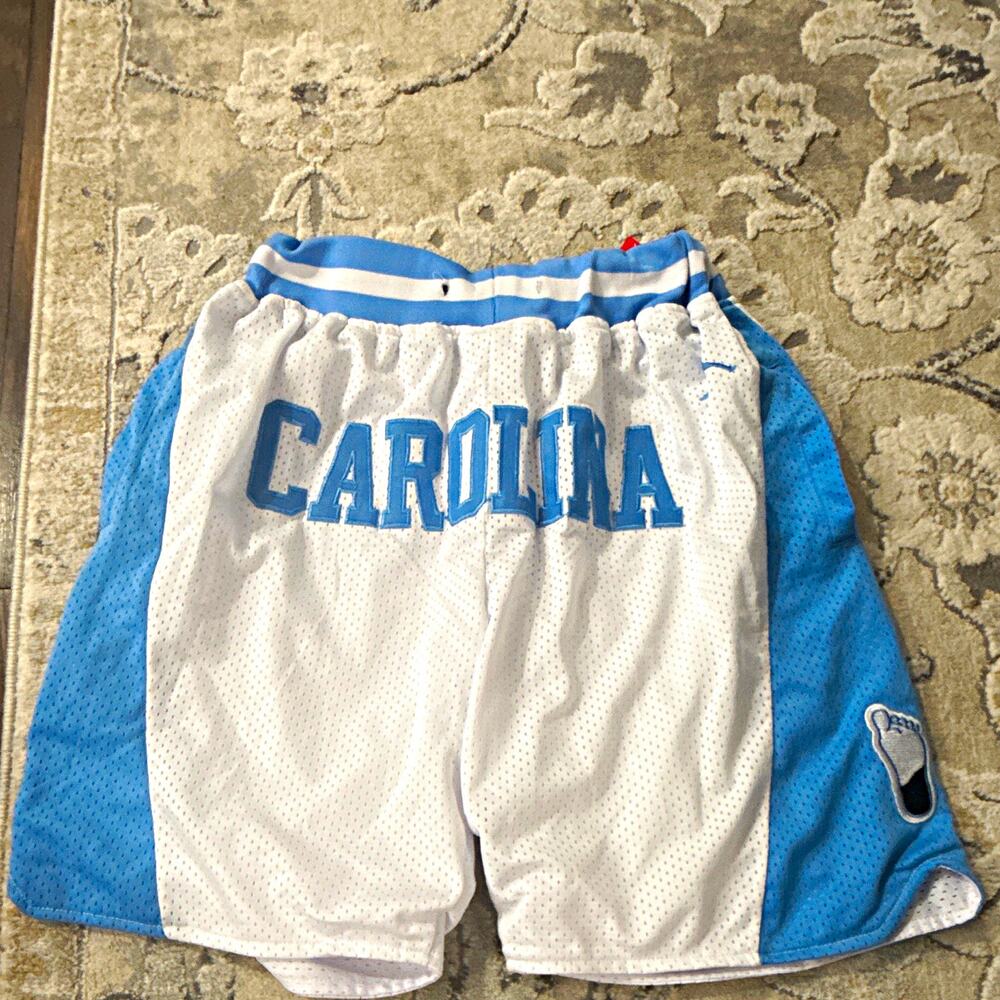 Just Don Men's White/Blue Mesh Basketball Athletic Shorts Size M Pockets